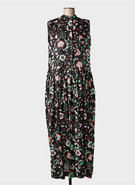 Robe longue imprimé fleurs sans manche noir MIMI LIBERTÉ femme