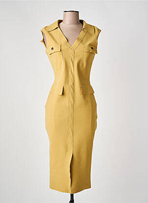 Robe mi-longue imprimé fantaisie sans manche vert CHIARA BONI femme