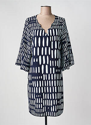Robe courte manches 3/4 manches 3/4 bleu CAROLINE BISS femme