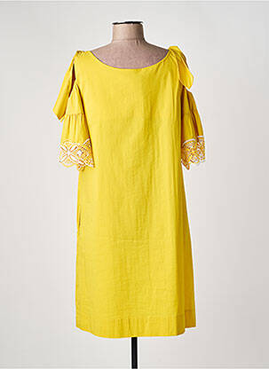 Robe mi-longue manches courtes manches courtes jaune LAUREL femme