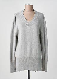 Pull tunique tissage chiné manches longues gris LIVIANA CONTI femme