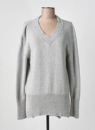 Pull tunique tissage chiné manches longues gris LIVIANA CONTI femme