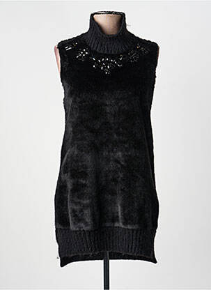 Pull tunique stretch sans manche noir ERMANNO SCERVINO femme