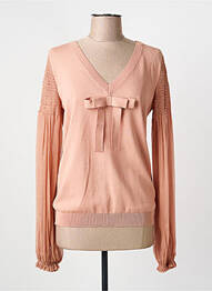 Pull col v manches longues rose N°21 femme