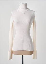 Pull col roulé coupe ajustée manches longues beige BARBARA BUI femme