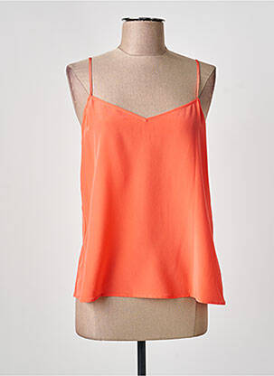 Top tissage crêpe fines bretelles orange LAUREL femme