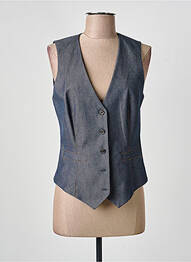 Gilet sans manche poches bleu BARBARA BUJ femme