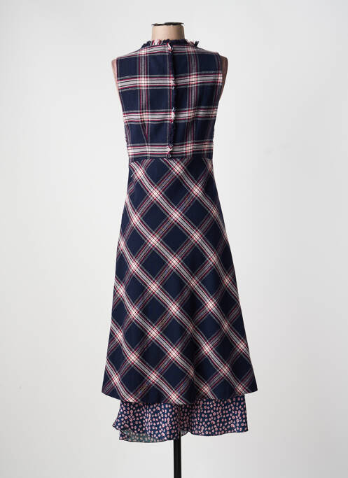 Robe longue tissage crêpe sans manche bleu ERMANO femme