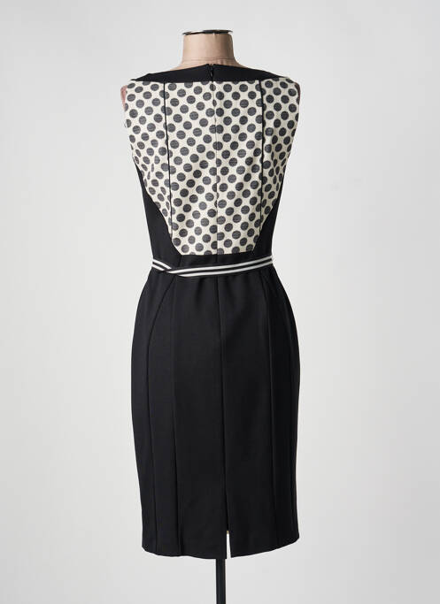 Robe mi-longue tissage crêpe sans manche noir LAUREL femme