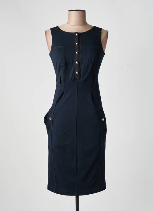 Robe mi-longue tissage crêpe sans manche bleu HIGH femme