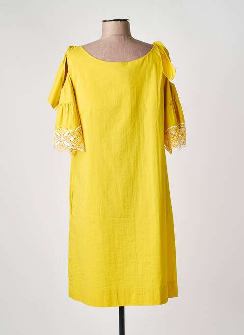 Robe mi-longue manches courtes manches courtes jaune LAUREL femme