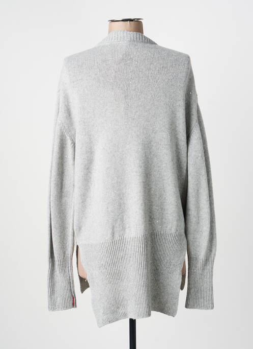 Pull tunique tissage chiné manches longues gris LIVIANA CONTI femme