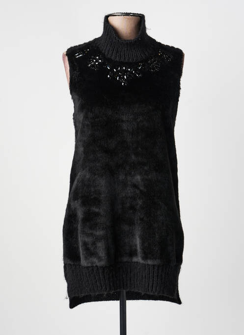 Pull tunique stretch sans manche noir ERMANNO SCERVINO femme