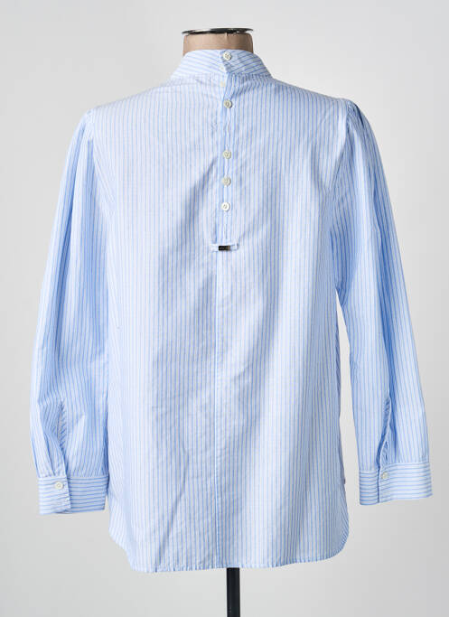 Blouse tissage popeline manches longues bleu HIGH femme