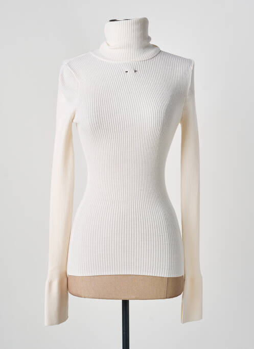 Pull col roulé coupe ajustée manches longues beige BARBARA BUI femme