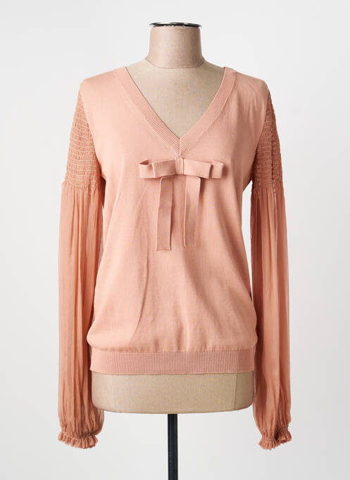 Pull col v manches longues rose N°21 femme