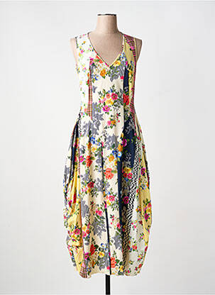 Robe longue imprimé fantaisie sans manche jaune HIGH femme