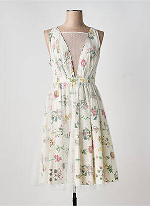 Robe mi-longue imprimé fantaisie sans manche blanc N°21 femme