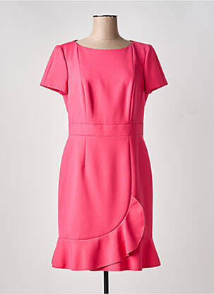 Robe mi-longue fermeture zippée au dos manches courtes rose PAULE KA femme
