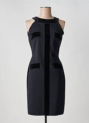Robe mi-longue fermeture zippée au dos fines bretelles noir CHIARA BONI femme