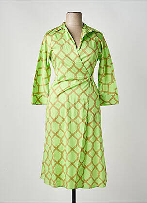 Robe mi-longue imprimé fantaisie manches longues vert LIVIANA CONTI femme