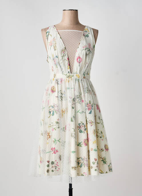 Robe mi-longue imprimé fantaisie sans manche blanc N°21 femme