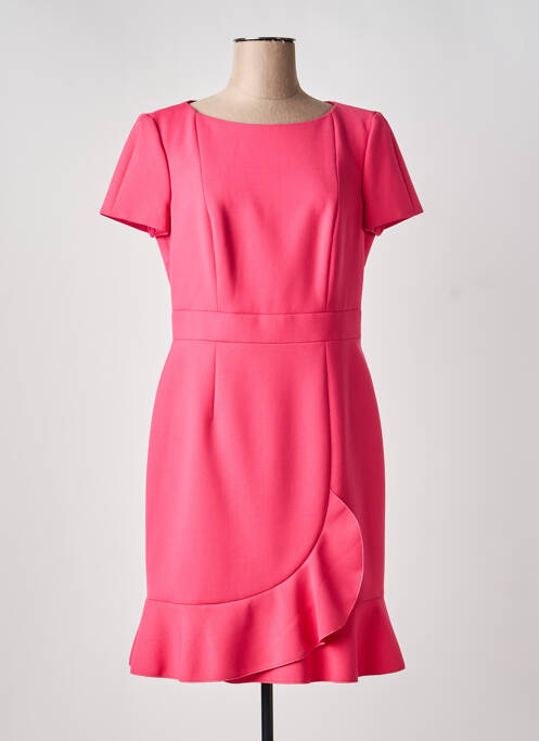 Robe mi-longue fermeture zippée au dos manches courtes rose PAULE KA femme