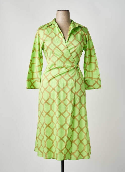 Robe mi-longue imprimé fantaisie manches longues vert LIVIANA CONTI femme