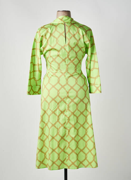 Robe mi-longue imprimé fantaisie manches longues vert LIVIANA CONTI femme