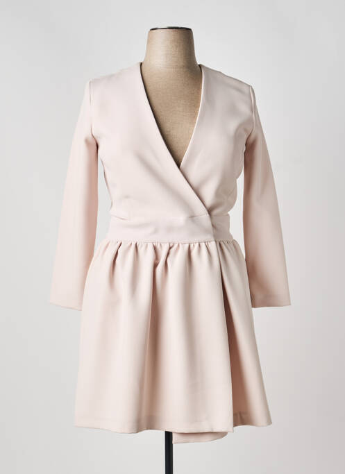 Robe courte coupe évasée manches longues beige ATOS LOMBARDINI femme