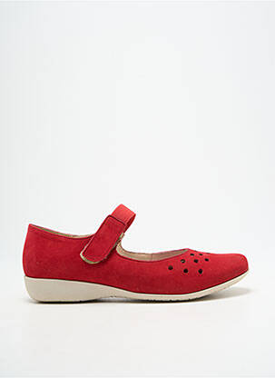 Ballerines fermeture scratch talon plat jusqu'à 3cm rouge HIRICA femme