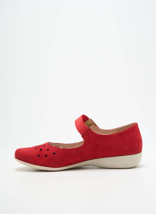 Ballerines fermeture scratch talon plat jusqu'à 3cm rouge HIRICA femme