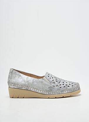 Mocassins talon plat jusqu'à 3cm argent LUXAT femme