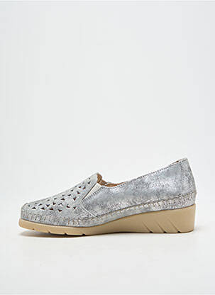 Mocassins talon plat jusqu'à 3cm argent LUXAT femme