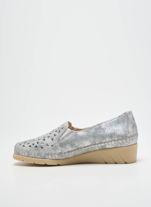 Mocassins talon plat jusqu'à 3cm argent LUXAT femme