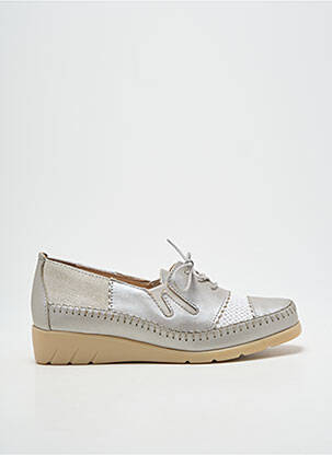 Derbies tissage satiné talon plat jusqu'à 3cm argent LUXAT femme