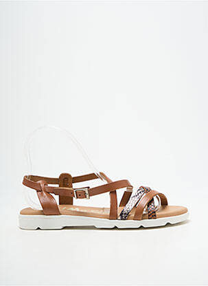 Sandales/nu pieds tissage satiné talon plat jusqu'à 3cm marron OH ! MY SANDALS femme