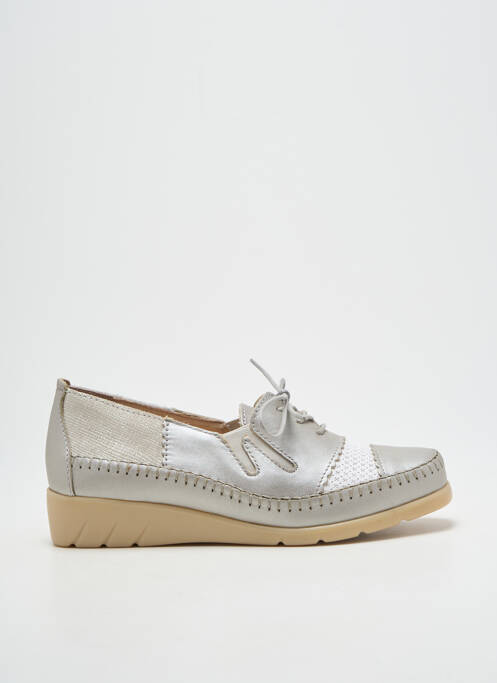 Derbies tissage satiné talon plat jusqu'à 3cm argent LUXAT femme