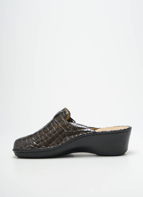 Mules/sabots matière lisse talon de 4 à 6cm gris LA PLUME femme