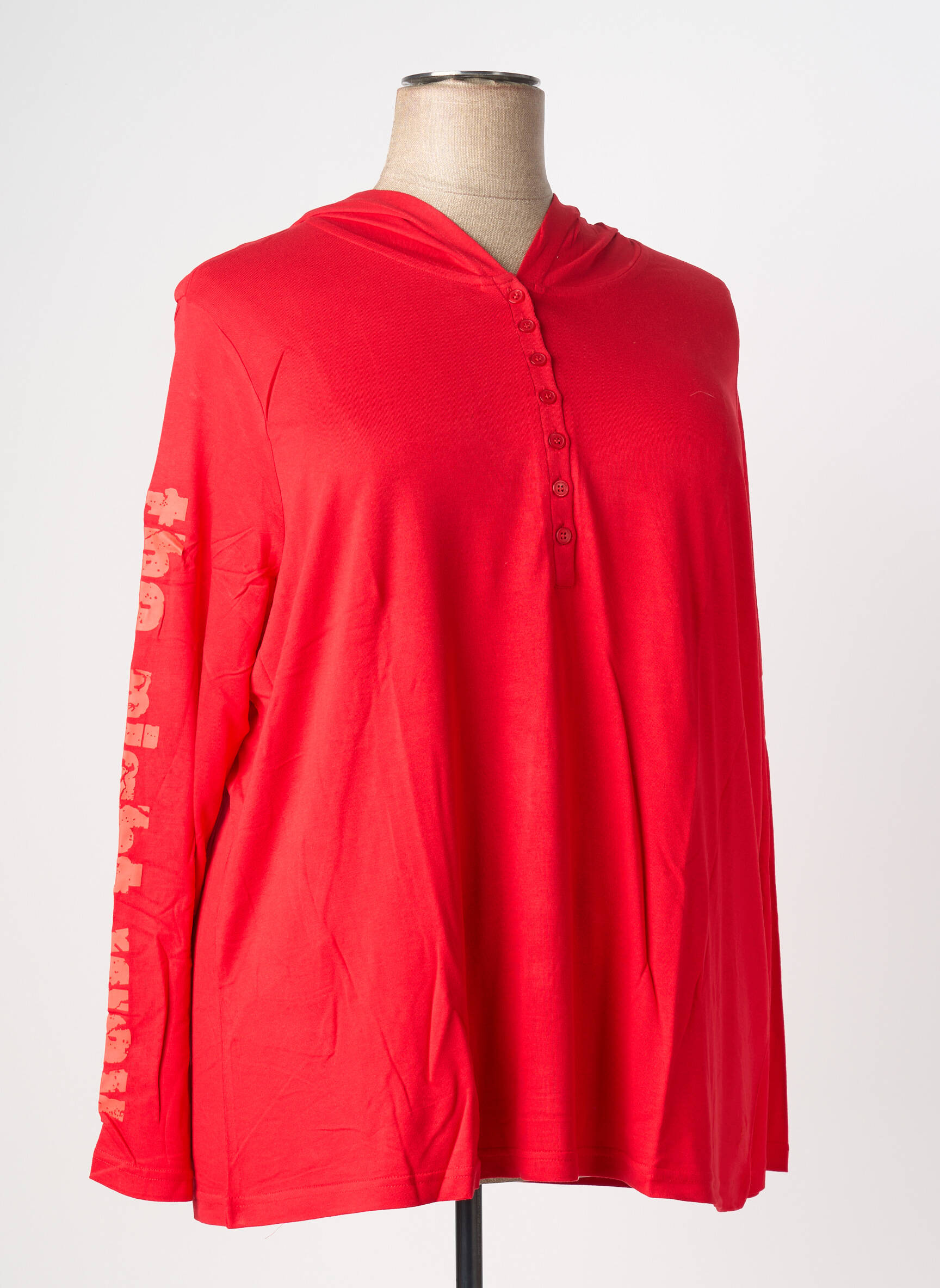 Sweat-shirt à capuche manches longues manches longues rouge SHEEGO femme
