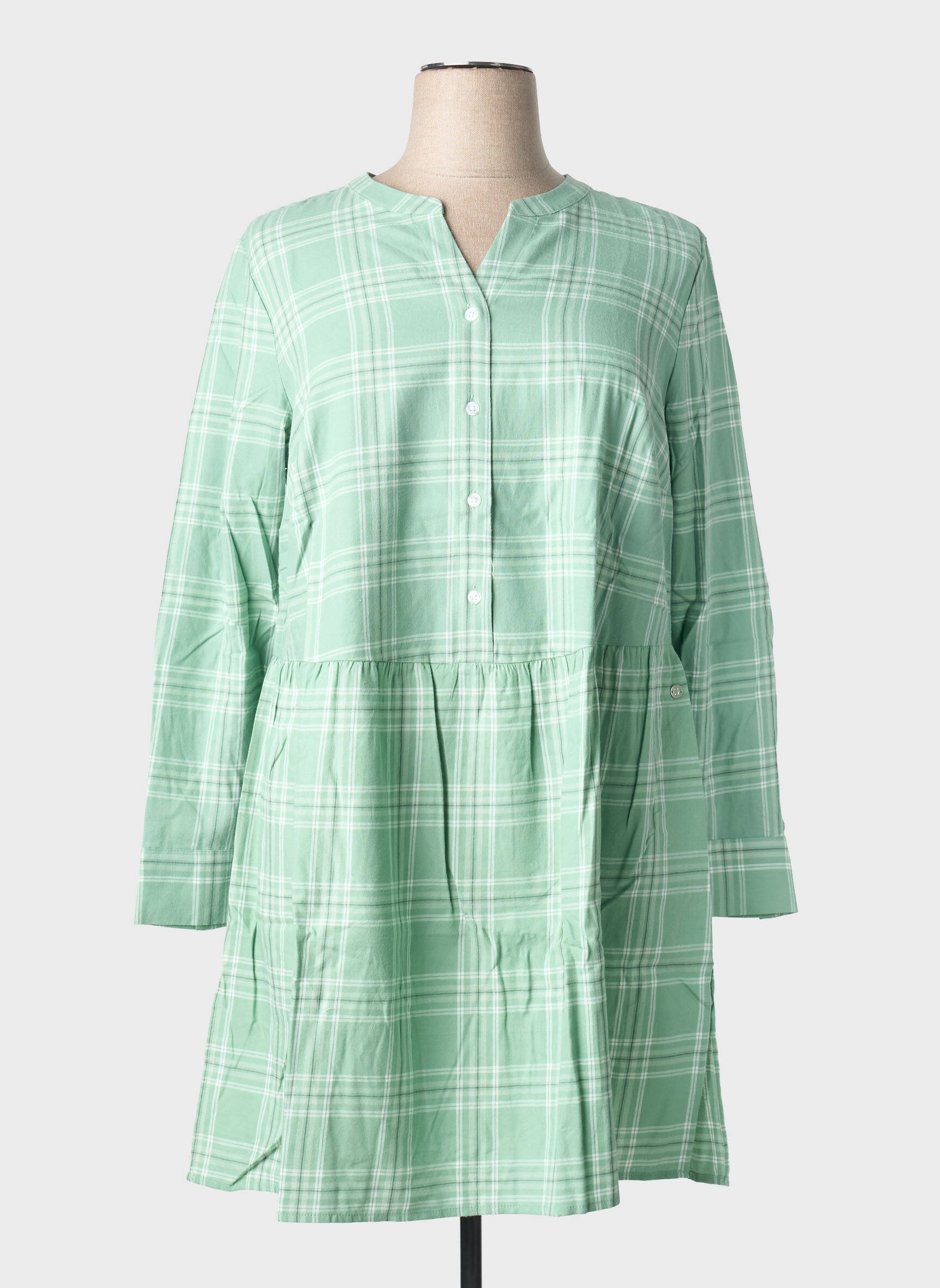 Robe mi-longue manches longues manches longues vert SHEEGO femme