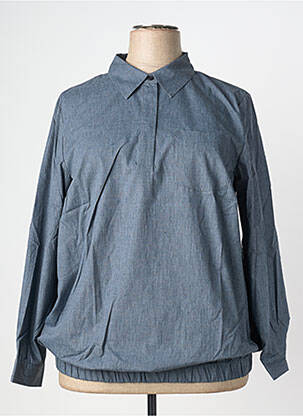Blouse poignets boutonnés avec fente manches longues bleu SHEEGO femme