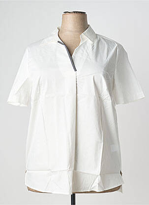 Blouse tissage popeline manches courtes blanc SHEEGO femme