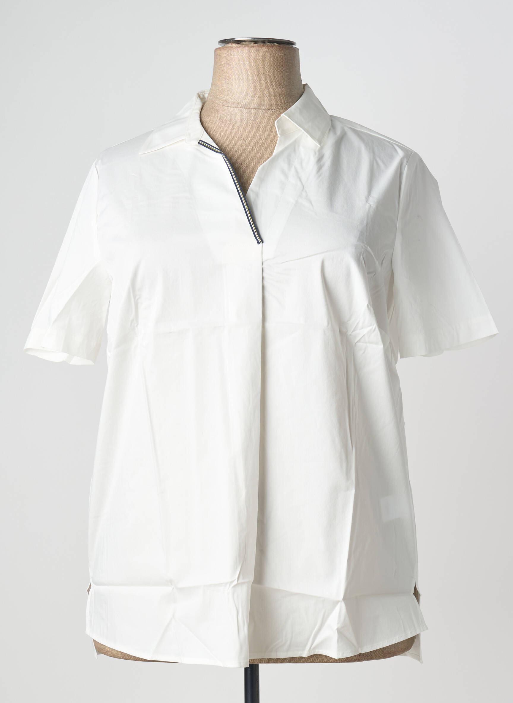 Blouse tissage popeline manches courtes blanc SHEEGO femme
