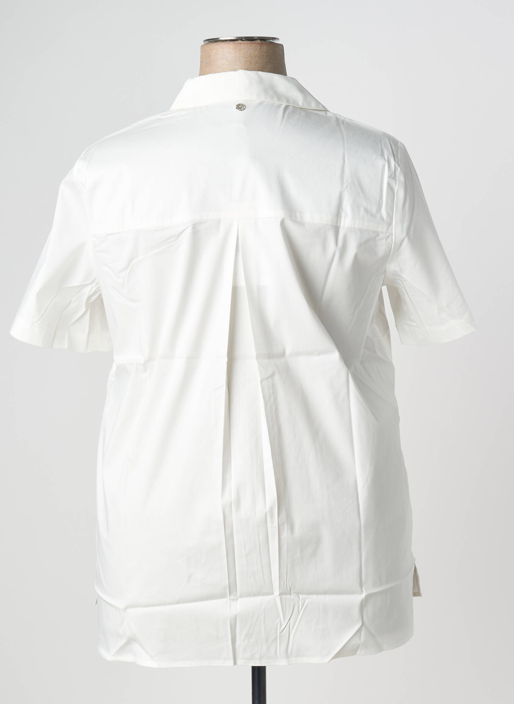 Blouse tissage popeline manches courtes blanc SHEEGO femme