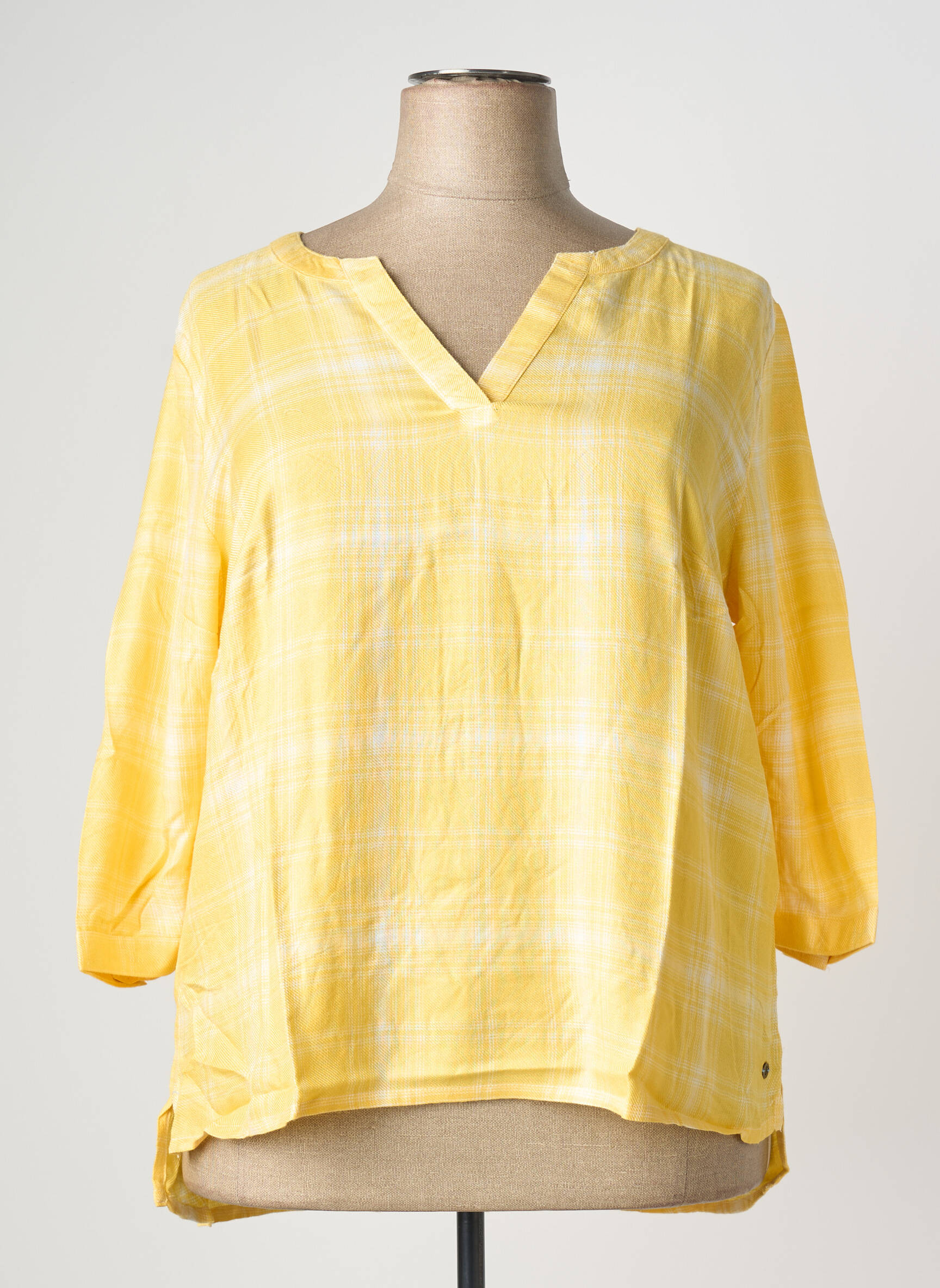 Blouse tissage popeline manches 3/4 jaune SHEEGO femme