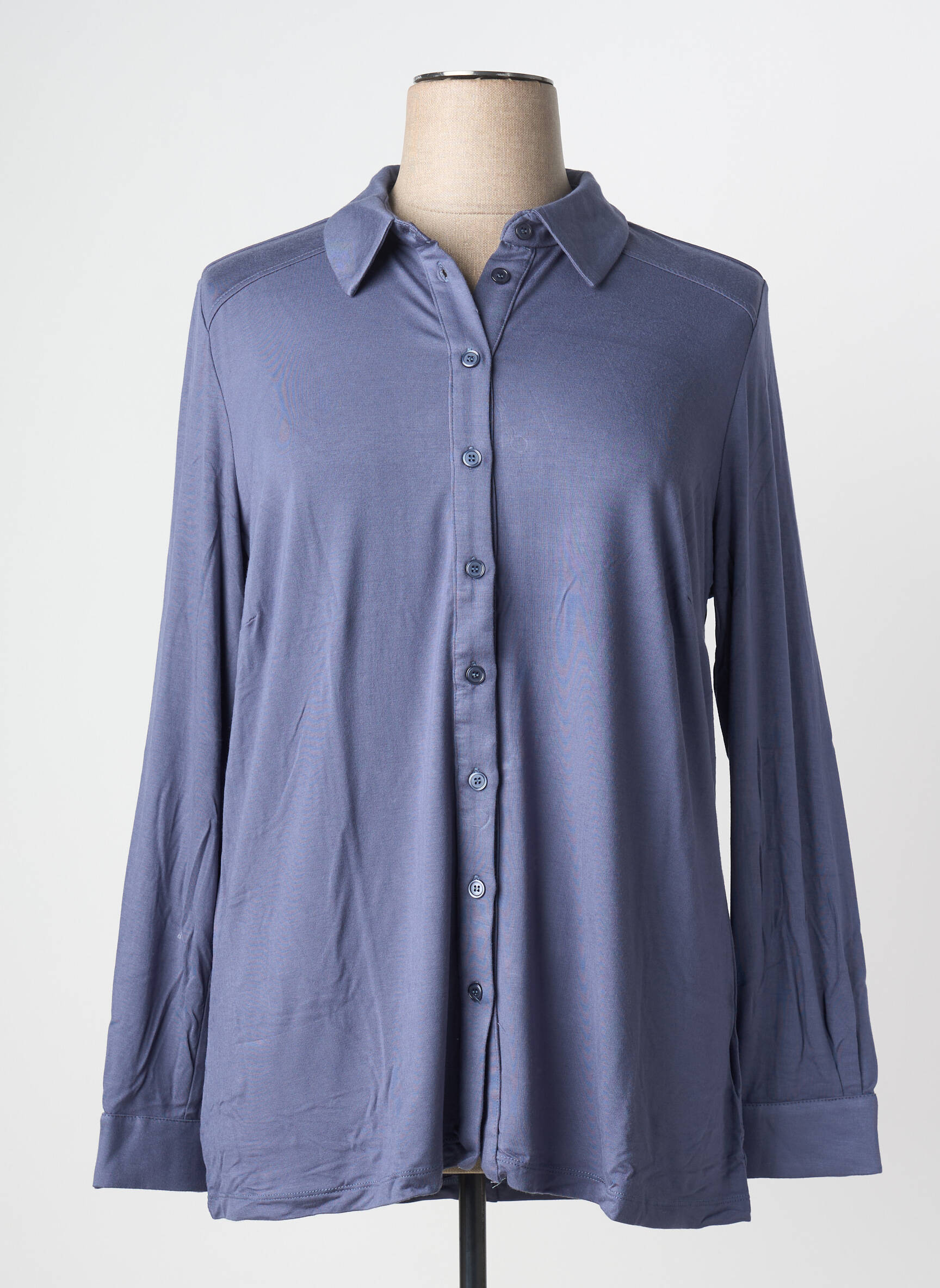 Chemisier coupe droite manches longues bleu SHEEGO femme