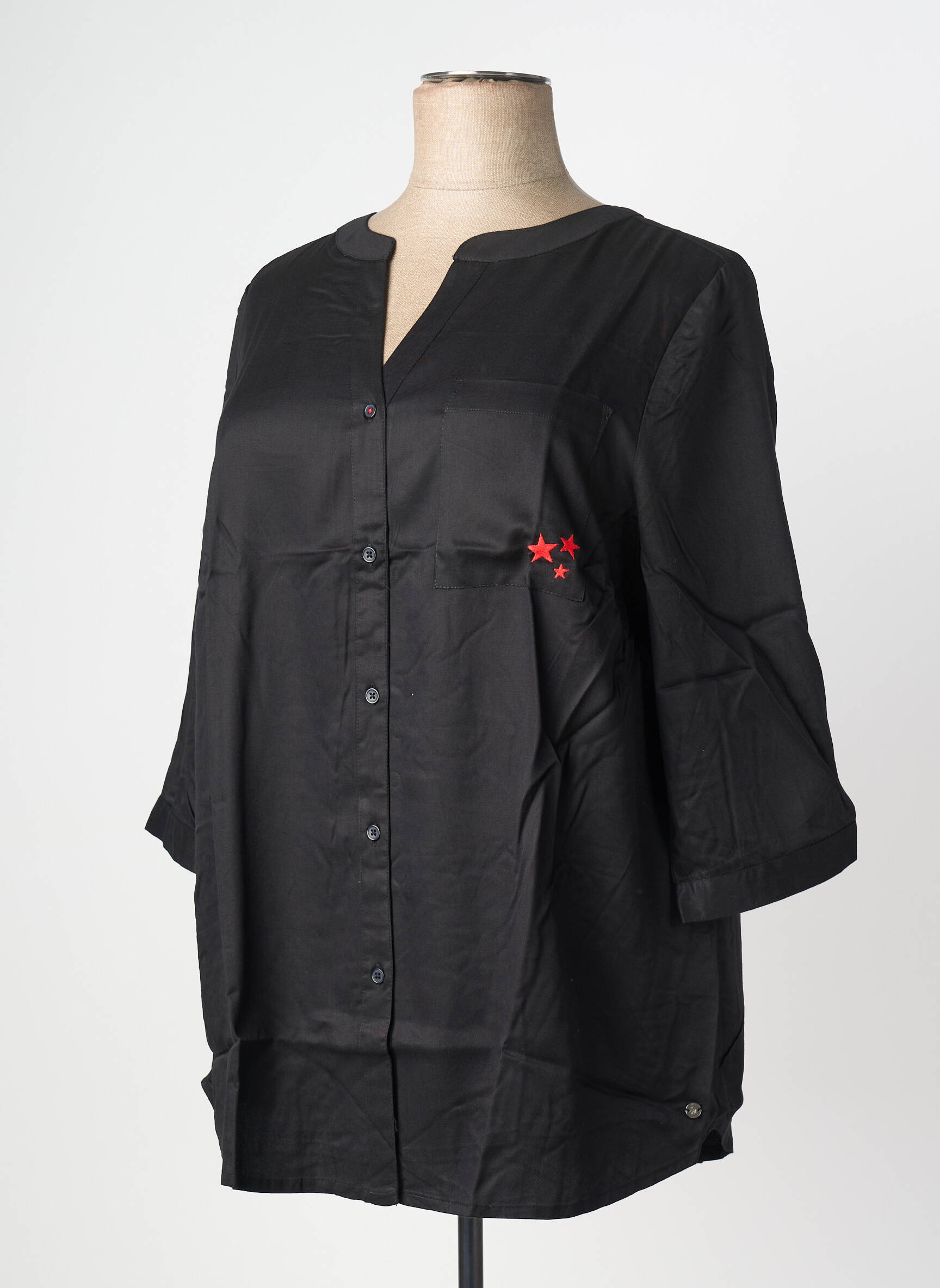 Chemisier coupe droite manches 3/4 noir SHEEGO femme