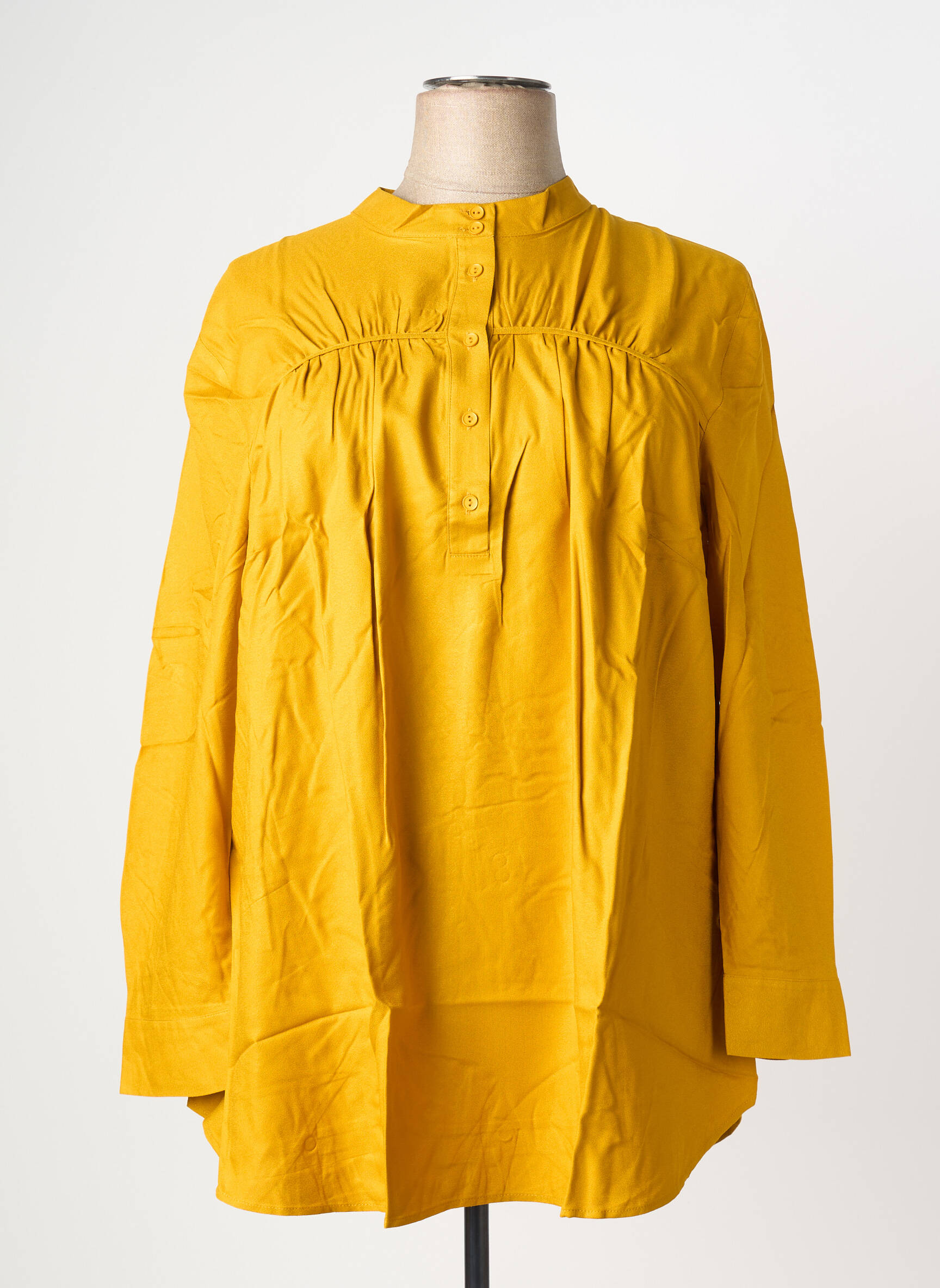 Tunique manches longues fermeture boutonnée sur le devant jaune SHEEGO femme