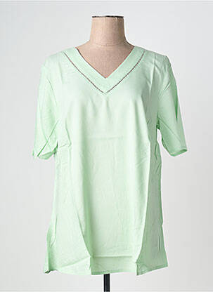 Blouse tissage popeline manches courtes vert SHEEGO femme